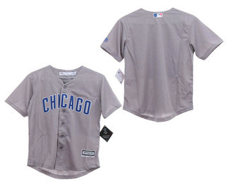 Youth Chicago Cubs Blank Gray Road Stitched MLB Cool Base Jersey