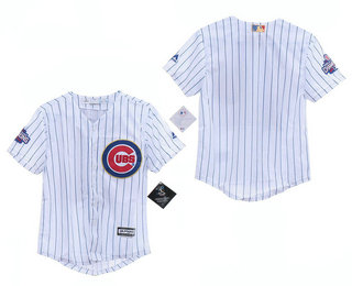 Youth Chicago Cubs Blank White World Series Champions Gold Stitched MLB 2017 Cool Base Jersey