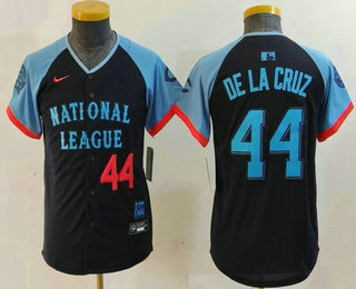 Youth Cincinnati Reds #44 Elly De La Cruz Number Navy 2024 All Star Limited Stitched Jersey