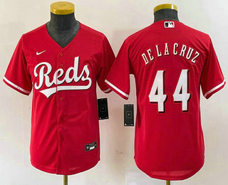 Youth Cincinnati Reds #44 Elly De La Cruz Red Cool Base Stitched Baseball Jersey 01