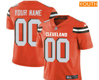 Youth Cleveland Browns Custom Vapor Untouchable Orange Alternate NFL Nike Limited Jersey