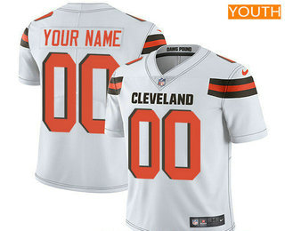 Youth Cleveland Browns Custom Vapor Untouchable White Road NFL Nike Limited Jersey