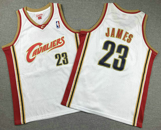 Youth Cleveland Cavaliers #23 LeBron James White 2003 Throwback Swingman Jersey