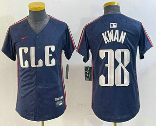 Youth Cleveland Guardians #38 Steven Kwan Navy 2024 City Connect Limited Stitched Jersey