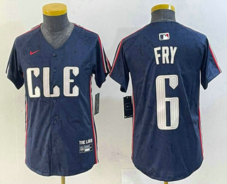 Youth Cleveland Guardians #6 David Fry Navy 2024 City Connect Limited Stitched Jersey