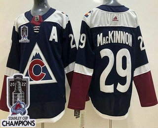 Youth Colorado Avalanche #29 Nathan MacKinnon Navy Alternate 2022 Stanley Cup Champions Stitched Jersey