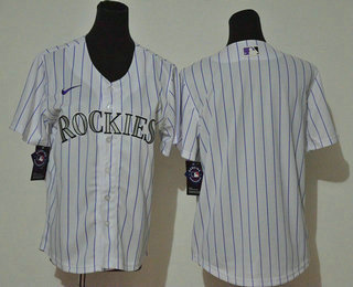 Youth Colorado Rockies Blank White Stitched MLB Cool Base Nike Jersey