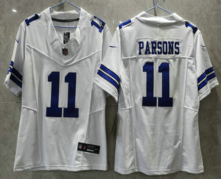 Youth Dallas Cowboys #11 Micah Parsons White 2023 FUSE Vapor Stitched Jersey