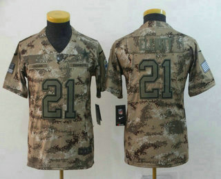 Youth Dallas Cowboys #21 Ezekiel Elliott 2018 Camo Salute to Service Stitched NFL Nike Limited Jersey