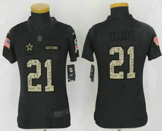 Youth Dallas Cowboys #21 Ezekiel Elliott Black Anthracite 2016 Salute To Service Stitched NFL Nike Limited Jersey