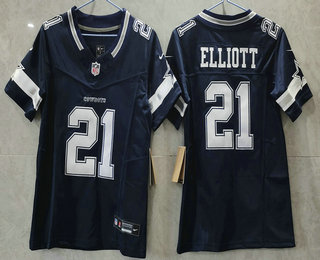 Youth Dallas Cowboys #21 Ezekiel Elliott Navy Blue 2023 FUSE Vapor Stitched Jersey