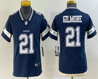 Youth Dallas Cowboys #21 Stephon Gilmore Blue 2022 Vapor Stitched Limited Jersey