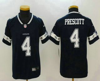 Youth Dallas Cowboys #4 Dak Prescott Navy Blue 2017 Vapor Untouchable Stitched NFL Nike Limited Jersey