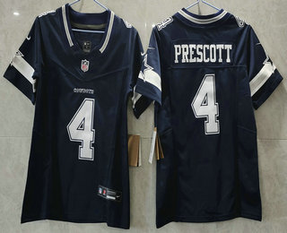 Youth Dallas Cowboys #4 Dak Prescott Navy Blue 2023 FUSE Vapor Stitched Jersey