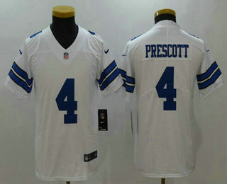 Youth Dallas Cowboys #4 Dak Prescott White 2017 Vapor Untouchable Stitched NFL Nike Limited Jersey