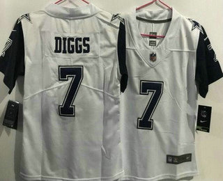 Youth Dallas Cowboys #7 Trevon Diggs Limited White Throwback Vapor Jersey