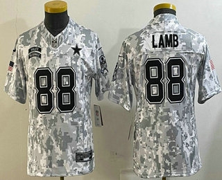 Youth Dallas Cowboys #88 CeeDee Lamb 2024 FUSE Arctic Camo Salute to Service Limited Stitched Jersey