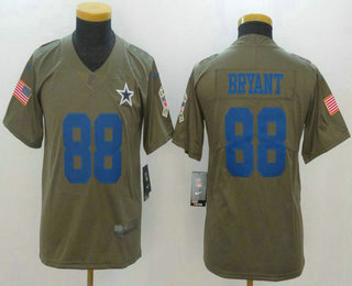 Youth Dallas Cowboys #88 Dez Bryant Olive 2017 Salute To Service Stitched NFL Nike Limited Jersey