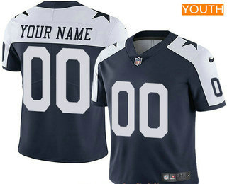 Youth Dallas Cowboys Custom Vapor Untouchable Blue Thanksgiving NFL Nike Limited Jersey