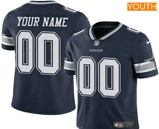 Youth Dallas Cowboys Custom Vapor Untouchable Navy Blue Team Color NFL Nike Limited Jersey