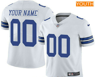 Youth Dallas Cowboys Custom Vapor Untouchable White Road NFL Nike Limited Jersey