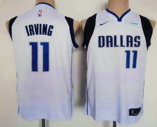 Youth Dallas Mavericks #11 Kyrie Irving White Association Sponsor Stitched Jersey