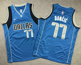 Youth Dallas Mavericks #77 Luka Doncic Blue Icon Swingman Jersey