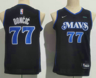 Youth Dallas Mavericks #77 Luka Doncic Navy Blue 2023 City Icon Sponsor Swingman Jersey