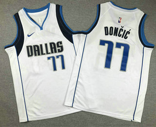 Youth Dallas Mavericks #77 Luka Doncic White Icon Swingman Jersey
