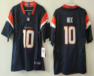 Youth Denver Broncos #10 Bo Nix Navy 2024 FUSE Alternate Vapor Limited Stitched Jersey