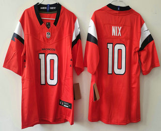 Youth Denver Broncos #10 Bo Nix Orange 2024 FUSE Vapor Limited Stitched Jersey