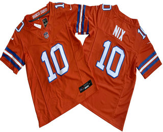 Youth Denver Broncos #10 Bo Nix White Limited FUSE Orange Throwback Vapor Jersey