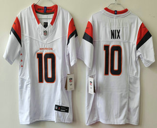 Youth Denver Broncos #10 Bo Nix White Limited White 2024 FUSE Vapor Jersey