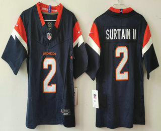 Youth Denver Broncos #2 Patrick Surtain II Limited Navy FUSE Vapor Jersey