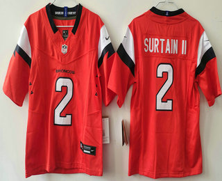 Youth Denver Broncos #2 Patrick Surtain II Limited Orange FUSE Vapor Jersey