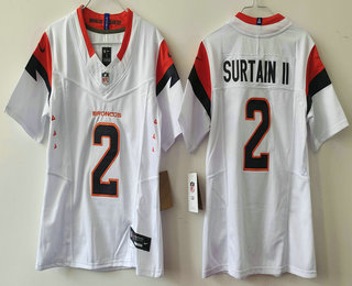 Youth Denver Broncos #2 Patrick Surtain II Limited White FUSE Vapor Jersey