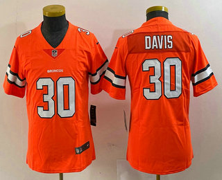 Youth Denver Broncos #30 Terrell Davis Orange 2018 Color Rush Stitched NFL Nike Limited Jersey