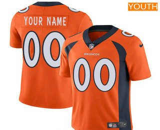 Youth Denver Broncos Custom Vapor Untouchable Orange Alternate NFL Nike Limited Jersey