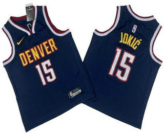 Youth Denver Nuggets #15 Nikola Jokic Navy Icon Swingman Jersey