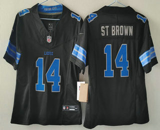 Youth Detroit Lions #14 Amon Ra St Brown Black FUSE Vapor Limited Stitched Jersey