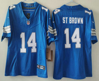 Youth Detroit Lions #14 Amon Ra St Brown Blue FUSE Vapor Limited Stitched Jersey