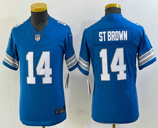 Youth Detroit Lions #14 Amon Ra St Brown Limited Blue 2024 FUSE Vapor Jersey