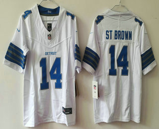 Youth Detroit Lions #14 Amon Ra St Brown Limited White 2024 FUSE Vapor Jersey