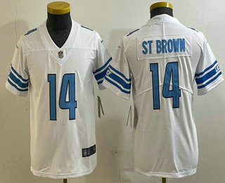 Youth Detroit Lions #14 Amon Ra St Brown Limited White Vapor Jersey