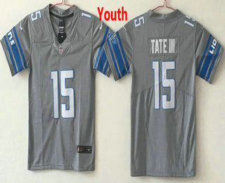 Youth Detroit Lions #15 Golden Tate III Grey 2017 Vapor Untouchable Stitched NFL Nike Limited Jersey