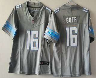 Youth Detroit Lions #16 Jared Goff Grey 2023 FUSE Vapor Limited Stitched Jersey