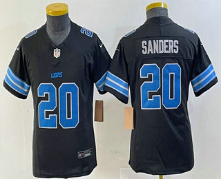 Youth Detroit Lions #20 Barry Sanders Limited Black 2024 FUSE Vapor Jersey