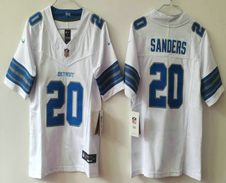 Youth Detroit Lions #20 Barry Sanders Limited White 2024 FUSE Vapor Jersey