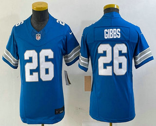 Youth Detroit Lions #26 Jahmyr Gibbs Limited Blue 2024 FUSE Vapor Jersey