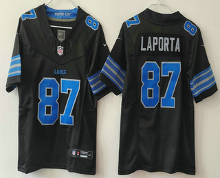 Youth Detroit Lions #87 Sam Laporta Limited Black 2024 FUSE Vapor Jersey